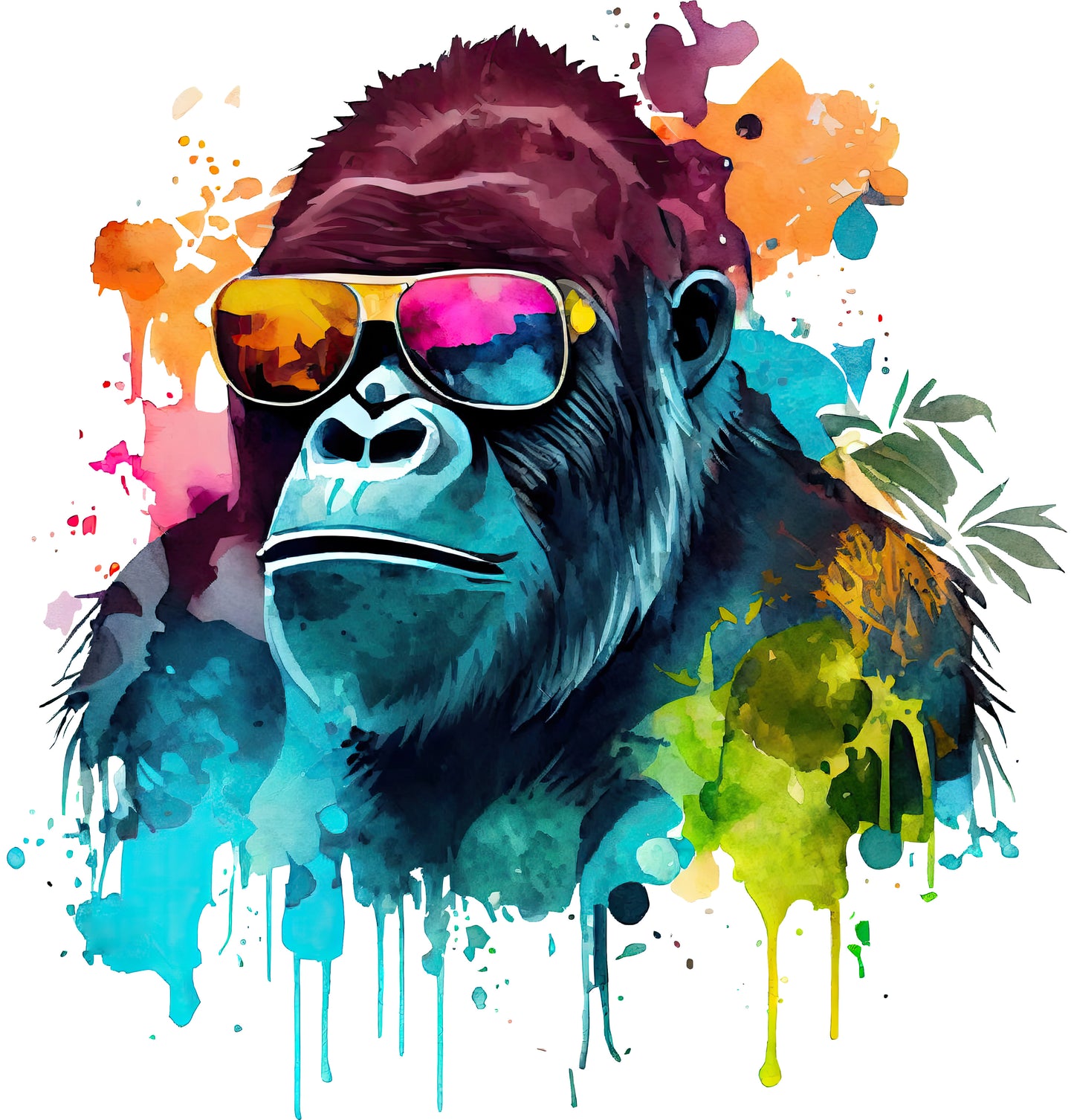Gorilla bunt mit Brille | Bügelbild & UV-DTF Sticker