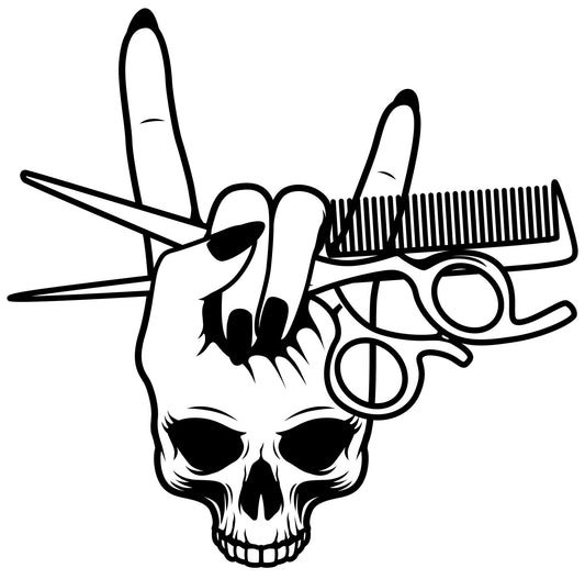 Hairstylist Skull | Bügelbild & UV-DTF Sticker