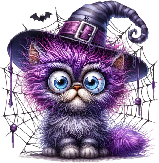 UV-DTF Sticker Halloween Katze lila
