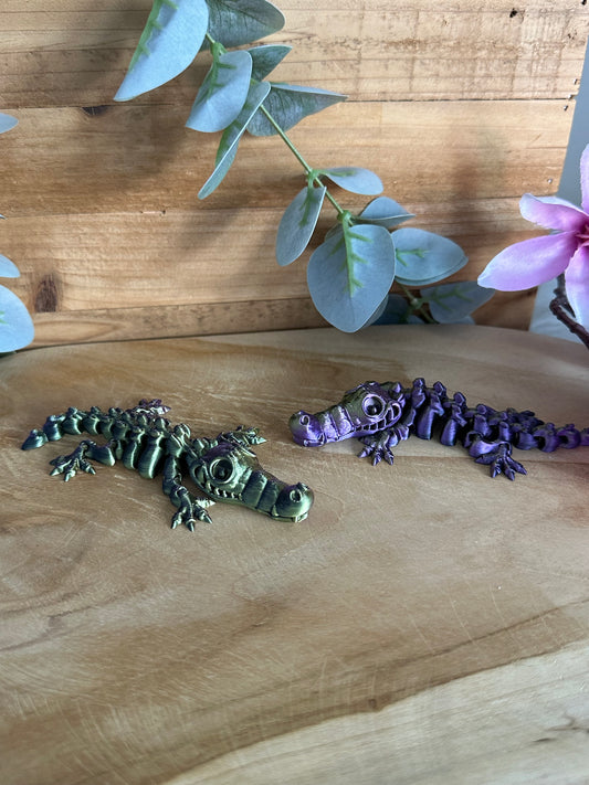 3D Alligator Skelett farbwechsel  Gold/Lila