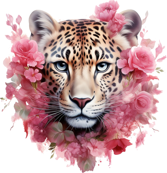 UV-Sticker Leopard m.Blumen