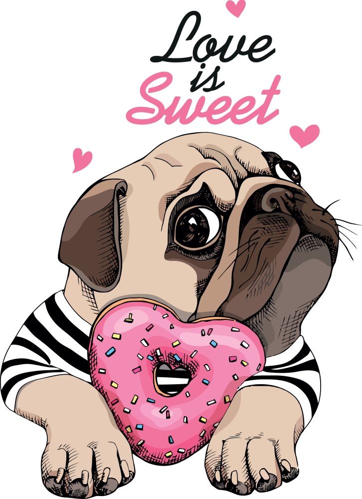 Mops love is sweet | Bügelbild & UV-DTF Sticker