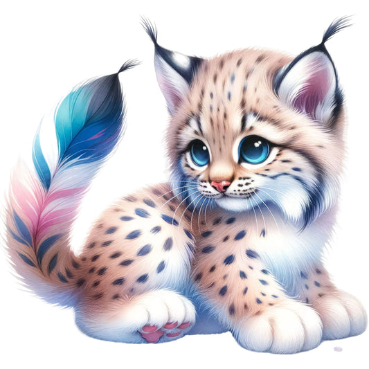 UV-DTF Sticker Luchs mit Federn