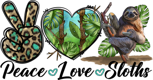 Peace Love Sloth | Bügelbild & UV-DTF Sticker