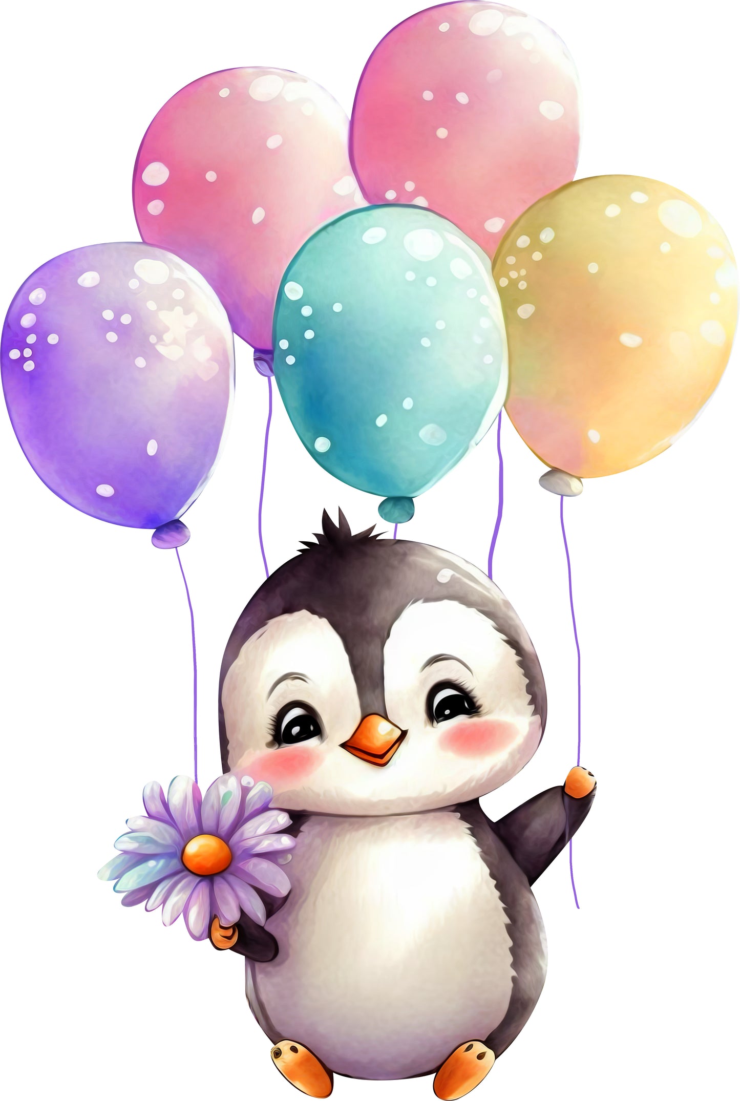 Pinguin mit Luftballons | Bügelbild & UV-DTF Sticker