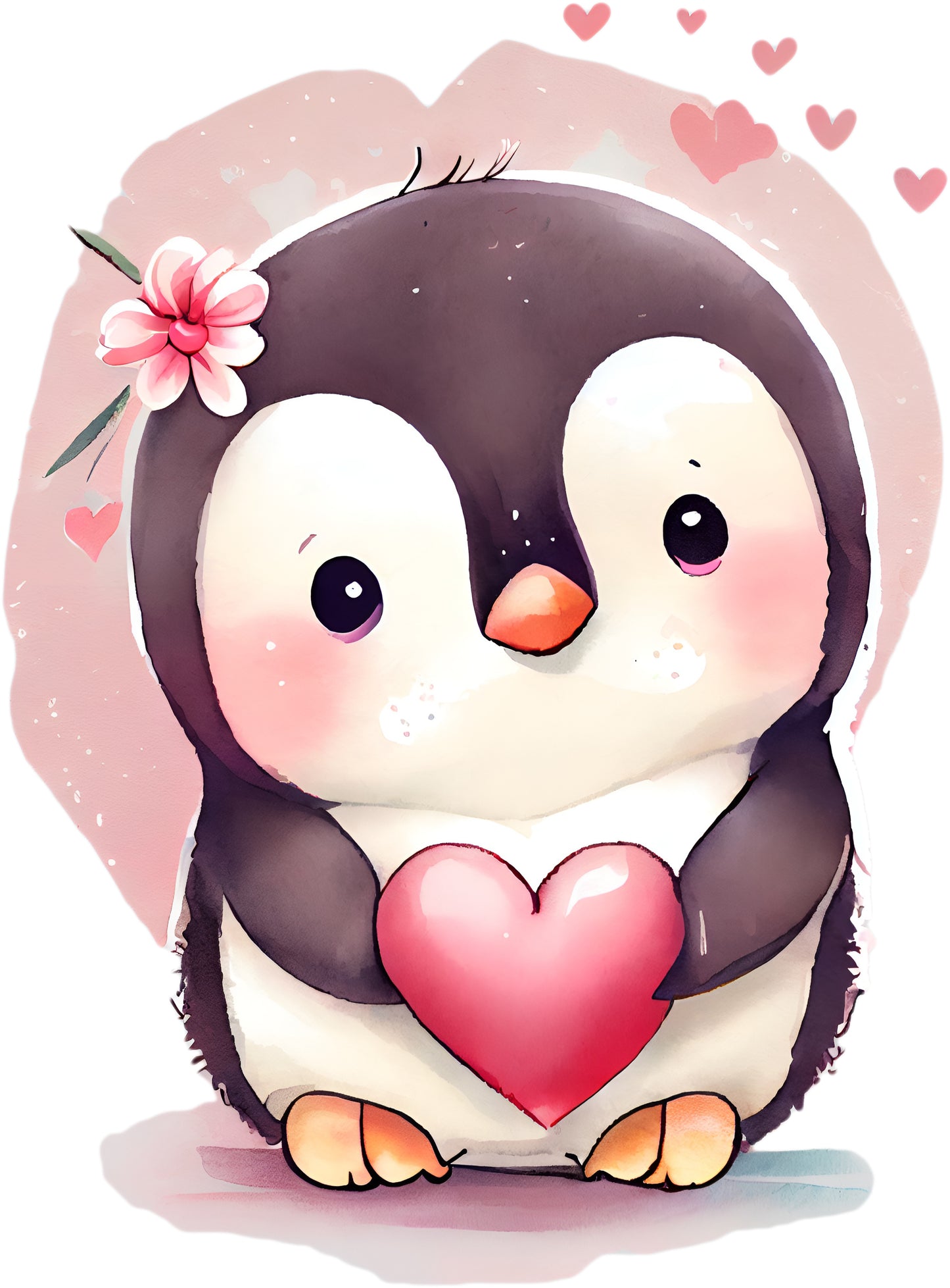 Pinguin mit Herz | Bügelbild & UV-DTF Sticker