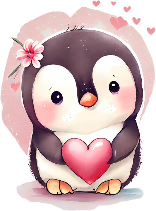 Pinguin mit Herz | Bügelbild & UV-DTF Sticker