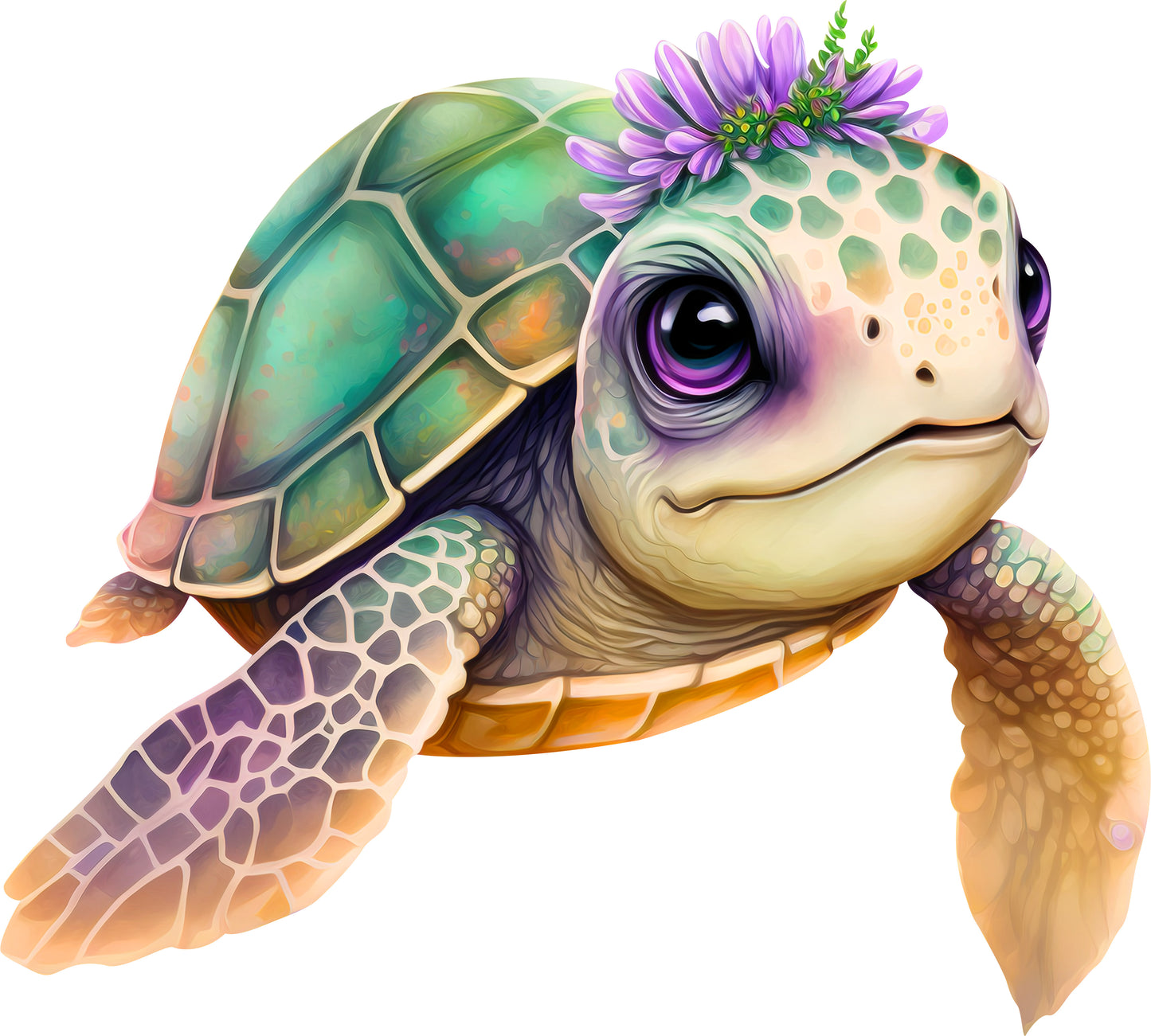 Schildkröte Blumenkranz | Bügelbild & UV-DTF Sticker
