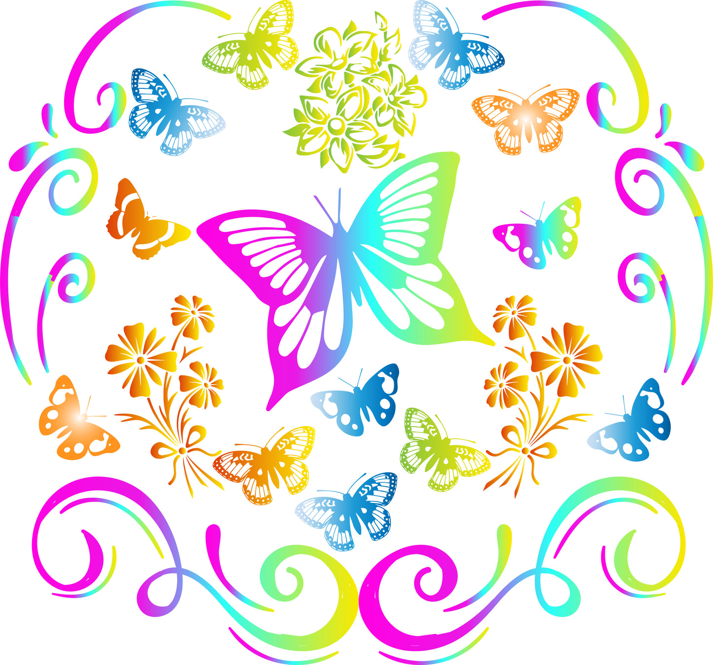 Schmetterling im Kreis | Bügelbild & UV-DTF Sticker