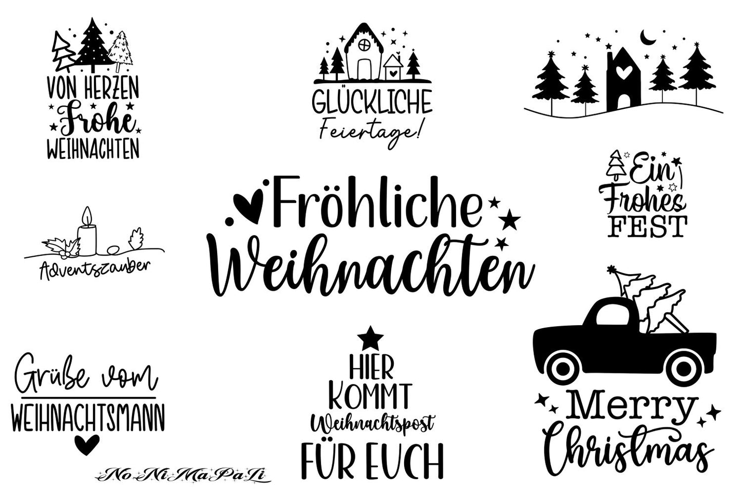 UV Sticker Weihnachten Set 4