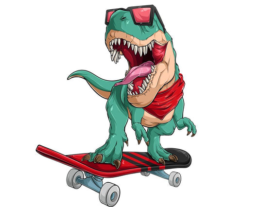 Skater Dino | Bügelbild & UV-DTF Sticker