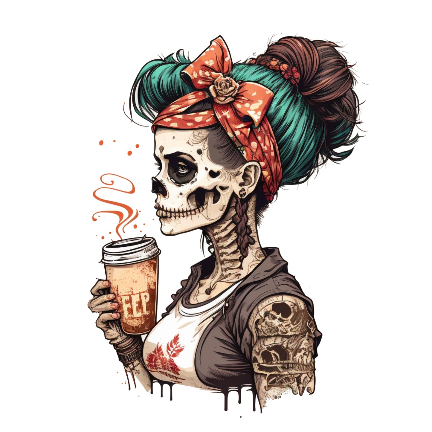 Skull Coffee Skelettfrau