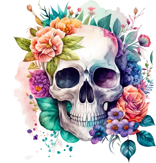 Skull Floral bunt | Bügelbild & UV-DTF Sticker