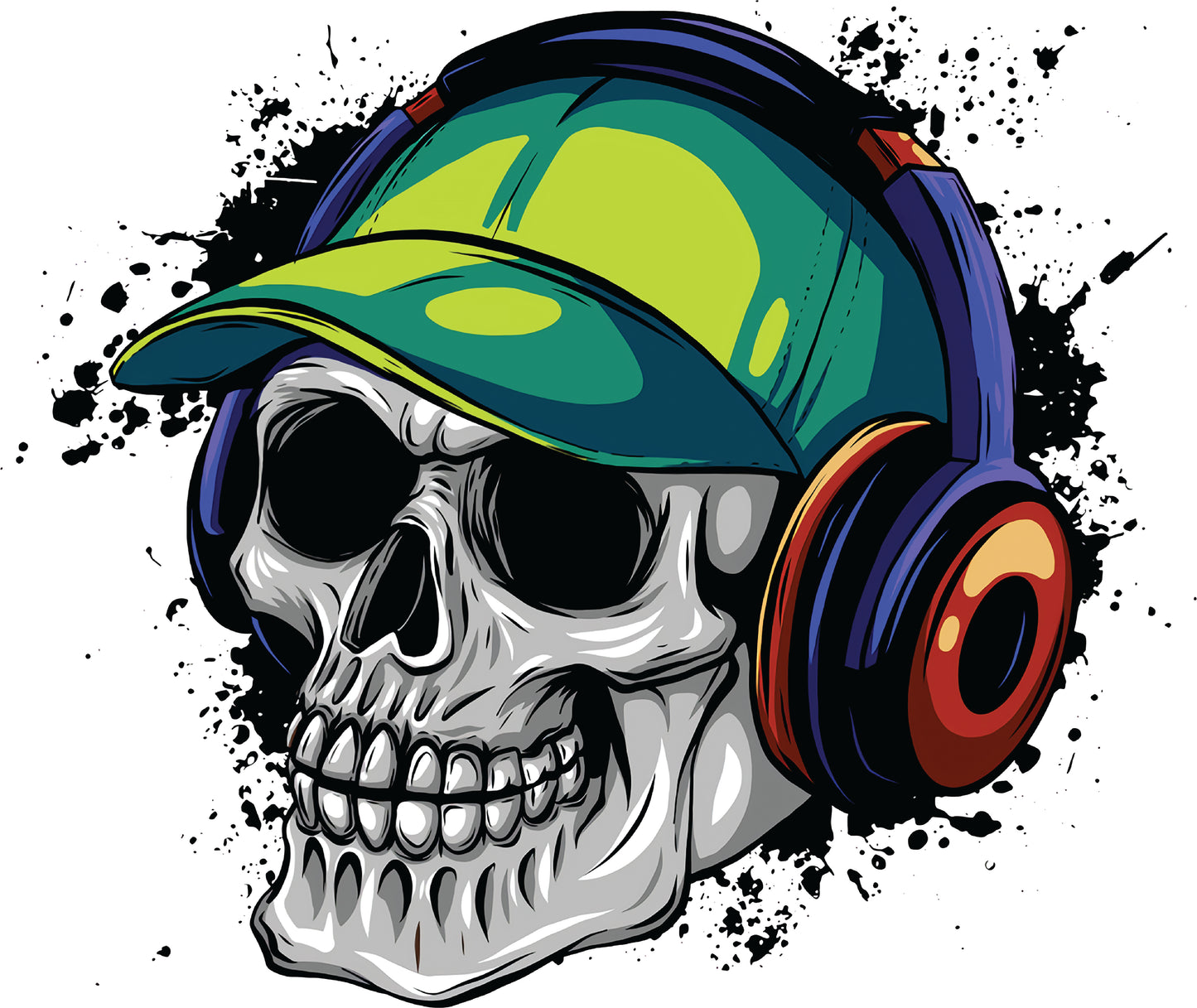 Skull mit Kopfhörer | Bügelbild & UV-DTF Sticker