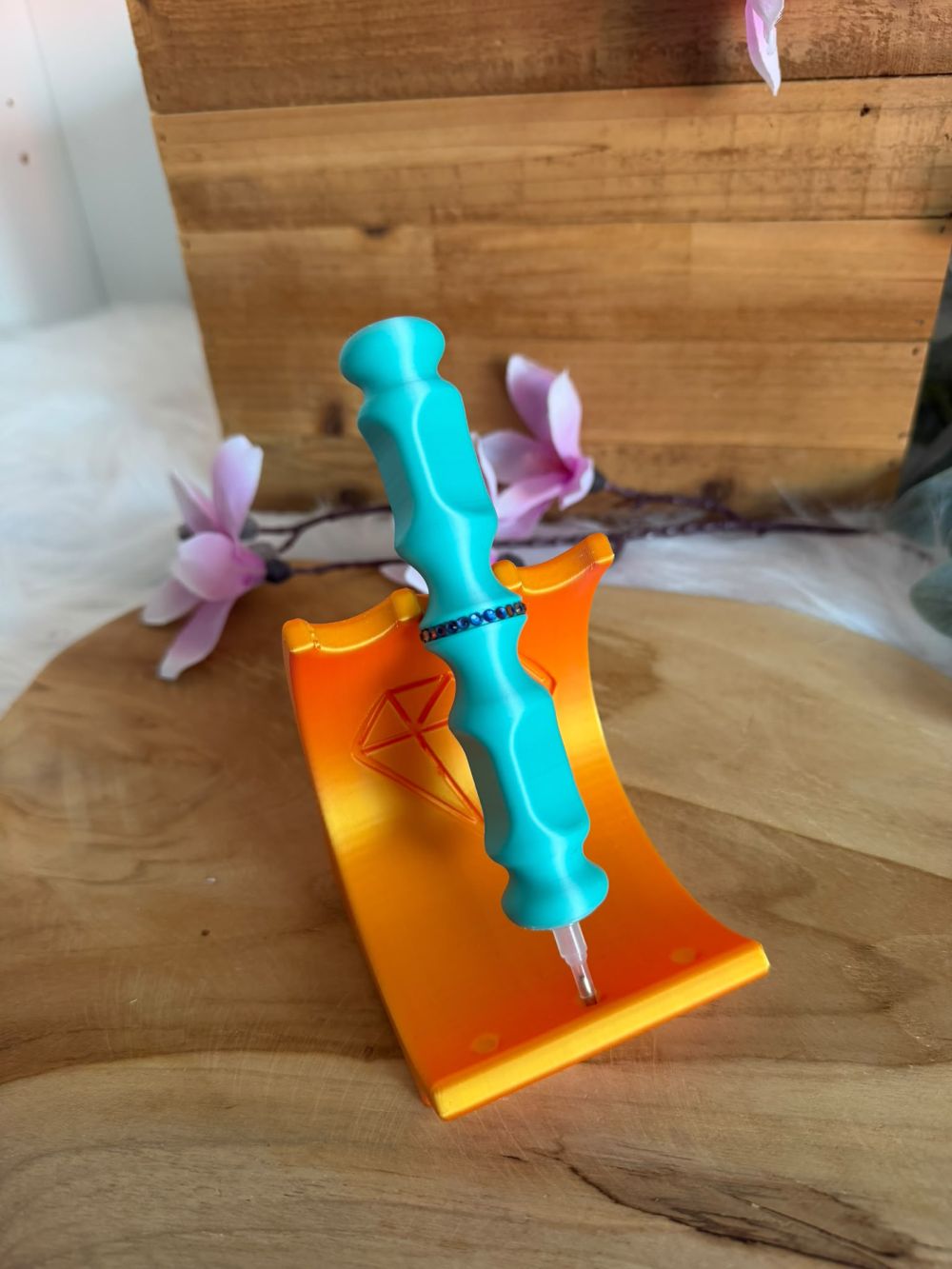 Diamond Painting Stift mit Swarowski Steinen ergonomisch Cyan