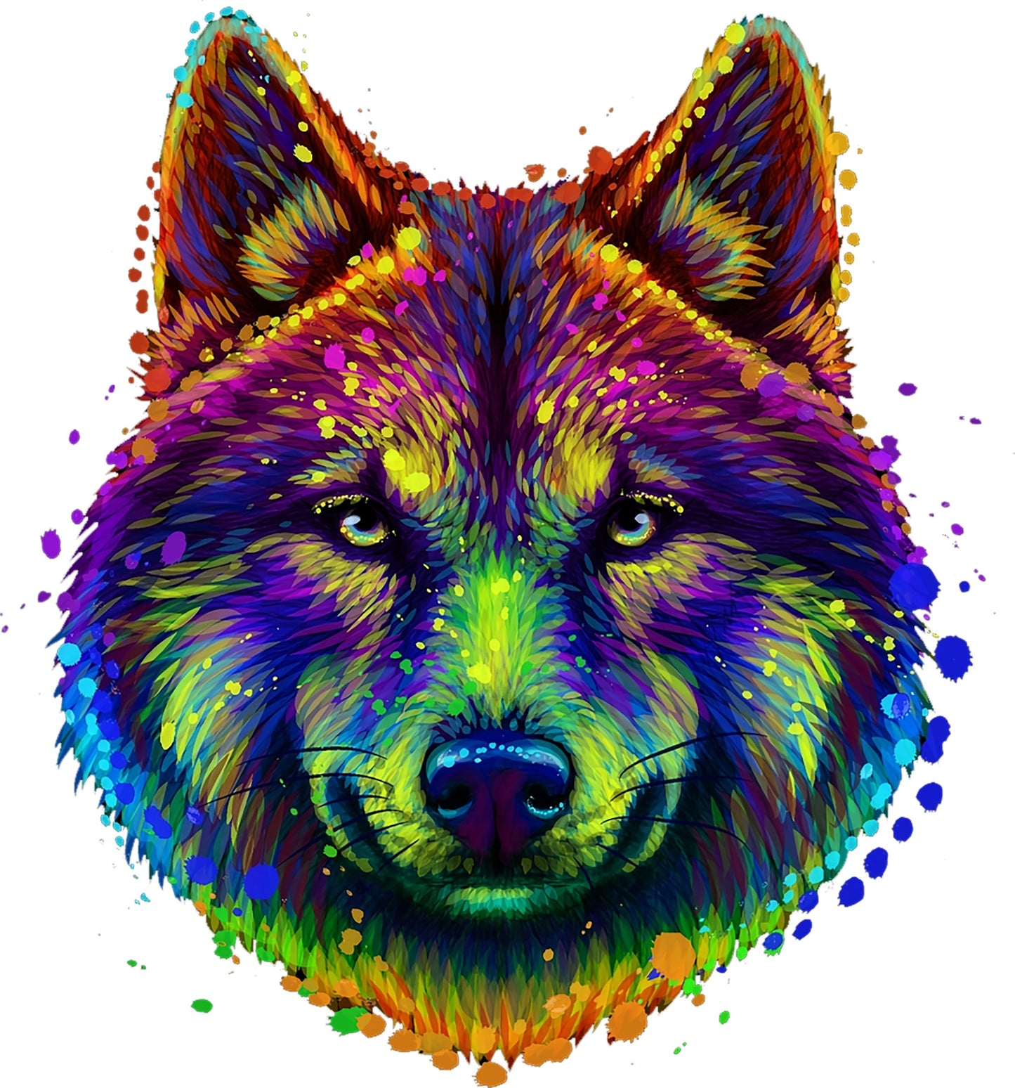 Wolfkopf bunt | Bügelbild & UV-DTF Sticker