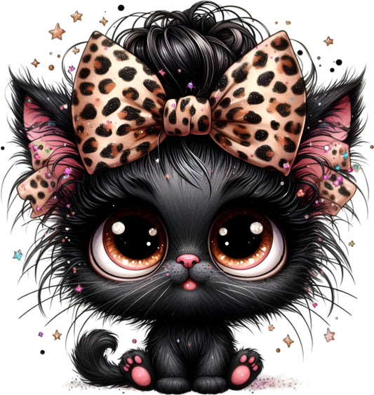 Uv-DTF Sticker schwarze Katze Leo