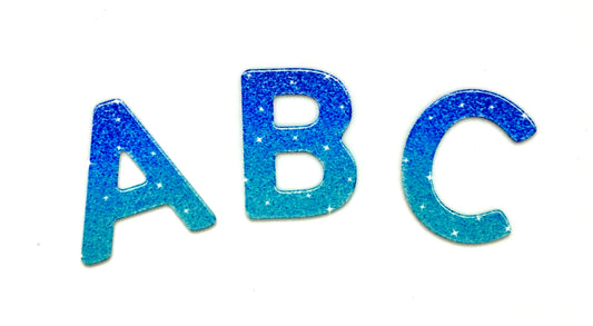 A-Z in Glitzer blau